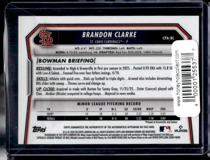2026 Bowman Chrome Brandon Clarke #CPA-BC Black Autograph /10